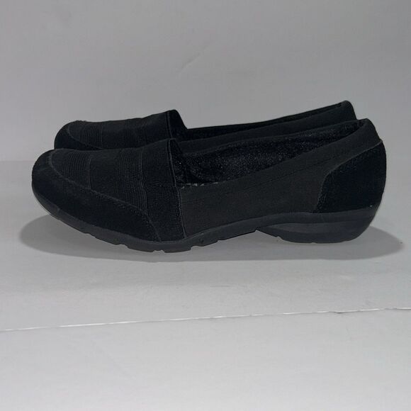 Skechers Slip On Loafer Relaxed Fit Women 7.5 Memory Foam Leather Trim Black EUC - Picture 4 of 9